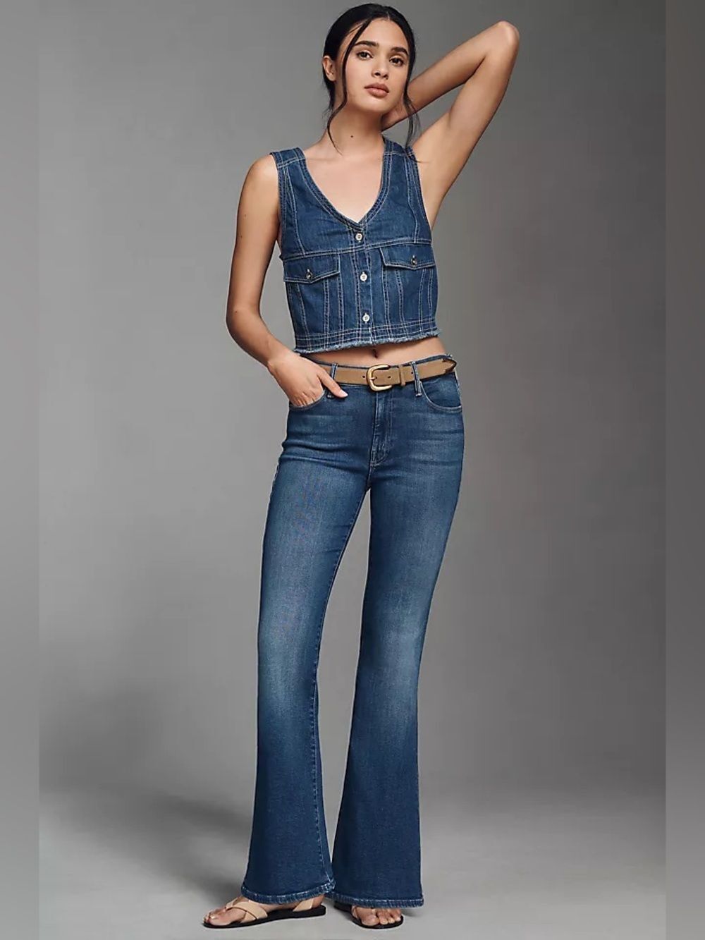Mother The Weekend Fray Wash Home Movies Flare Jeans Sz 31